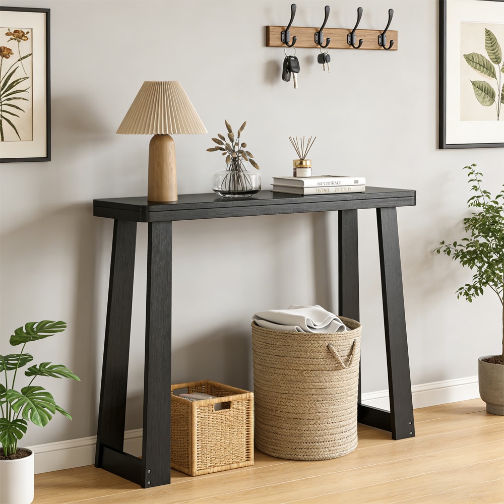 Solid Rubber Wood Console Table For Entryway And Living Room_voghion.com